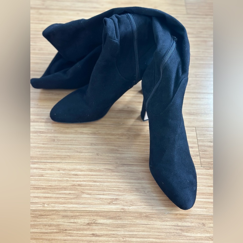 Ivanka Trump black suede over-the-knee boots